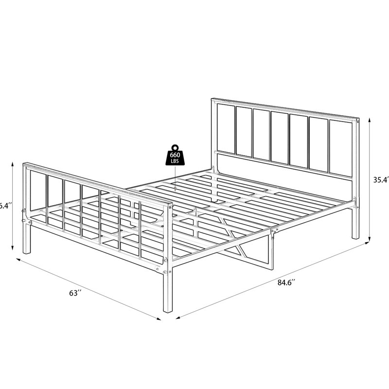 Structure de lit plateforme en métal avec tête de lit, grand lit, métal, sans sommier, structure pour grand lit pour une nuit de repos, structure, repos paisible