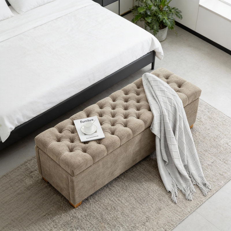 Banc de repose-pieds capitonné l 60,2 po, Taupe
