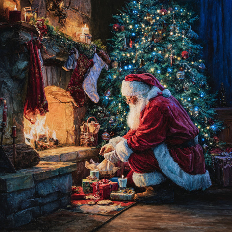 «Christmas Eve», art mural sur toile, H 40 po x l 40 po
