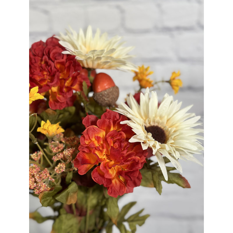 Arrangement floral assorti artificiel, marguerite et marguerite Gerbera, Mélange crème / rouille
