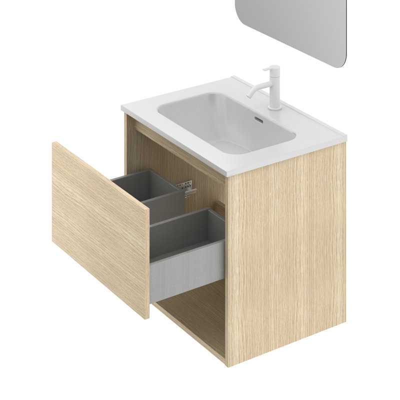 Jayni Vanity & Mirror Set, Light Wood