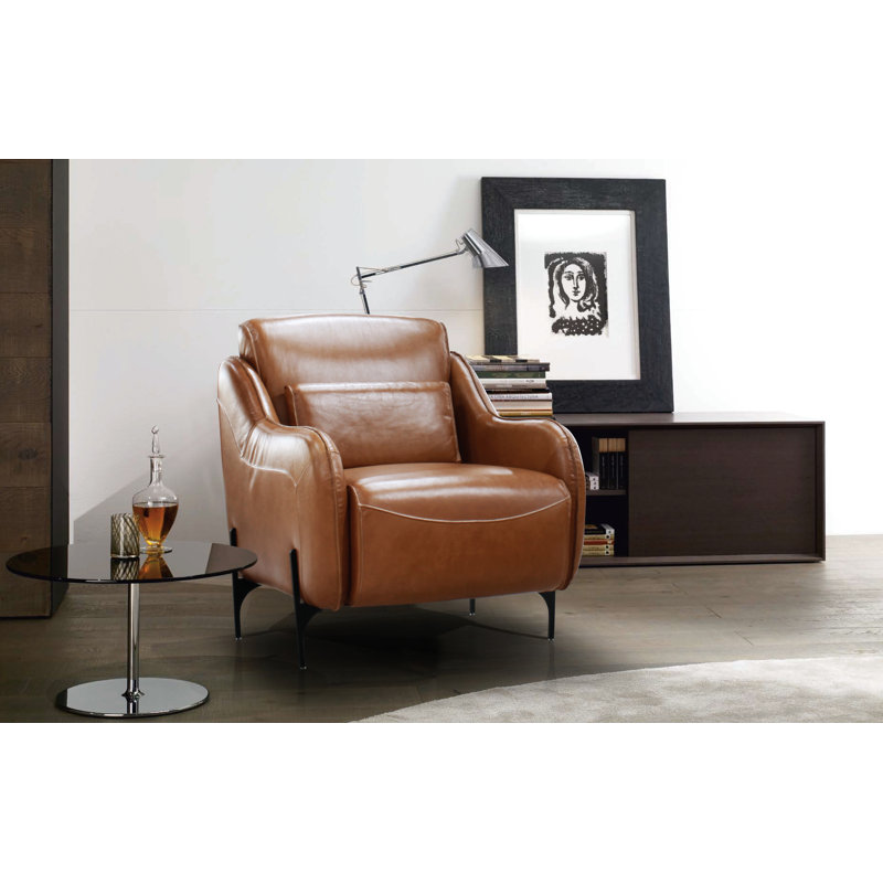 Chaise d'appoint, cappuccino 100% cuir fleur