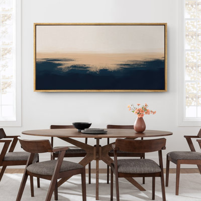 Grande impression sur toile encadrée, impression de paysage abstrait neutre pour décoration murale moderne minimaliste