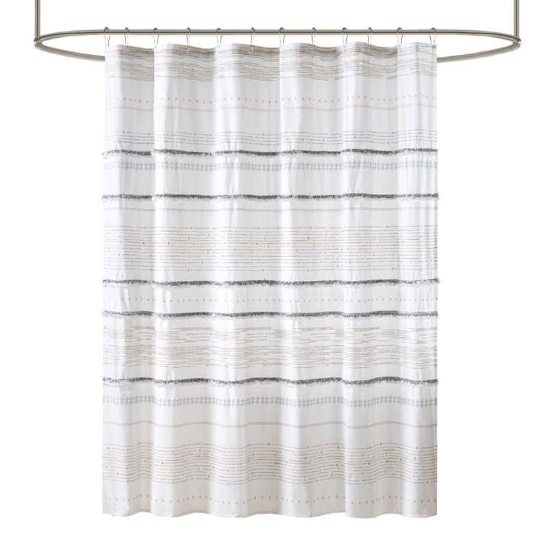 Cotton Printed Shower Curtain With Trims