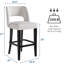 Ensemble de 4 tabourets de bar de 26 po avec dossier, tabourets d'îlot de cuisine rembourrés à hauteur de bar avec pieds en bois, conception ergonomique moderne pour la salle à manger et le bar