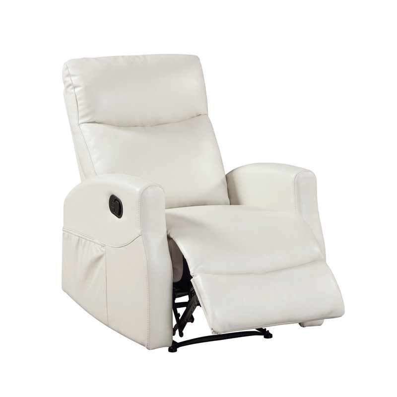 Contemporary Reclining Chair with Side Pocket 1pc Faux Leather Upholstery Plywood Living Room Furniture