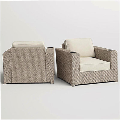 Chaises longues d'extérieur avec coussins entièrement assemblées, ensemble de 2