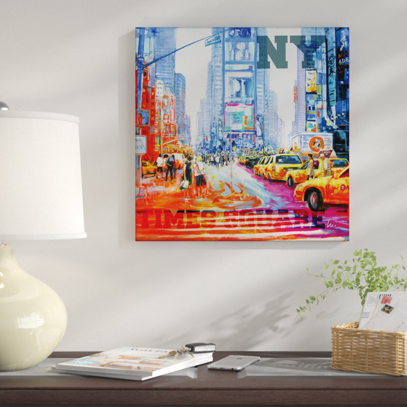 «NY Times Square», impression sur toile, H 12 po x l 12 po x P 1,5 po, Pas de tapis, Toile tendue