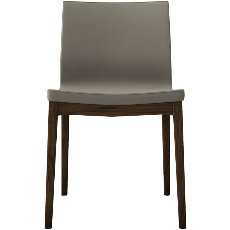 Enna Leather Dining Chair, Dove Gray Eco Leather / Walnut