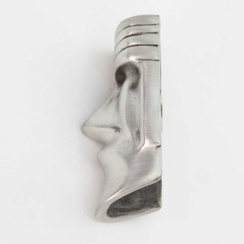 2 1/2" Length Tiki Head Knob, Brushed Nickel