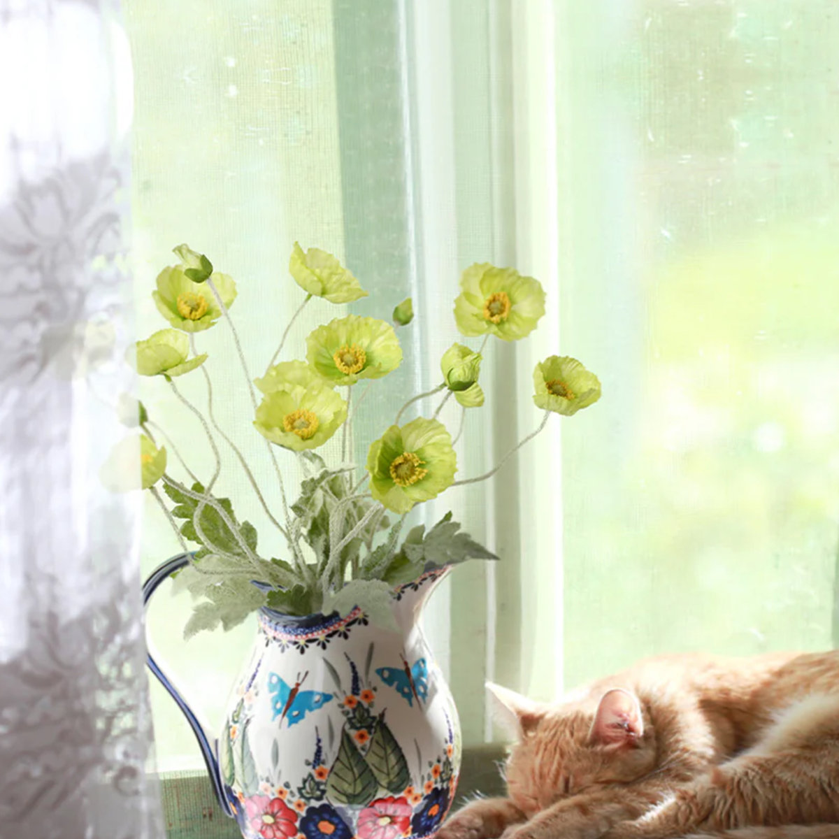 Ebern Designs Silk Decorative Artificial Common Poppy(Pack of 1 Branch ...