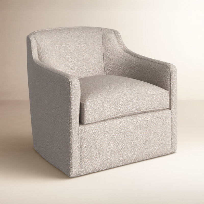 Fauteuil pivotant rembourré Marietta, Davis bouclé performance, brouillard