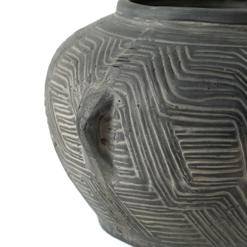 Approx.6" High Earthy Pottery Vase with Tribe Prints
