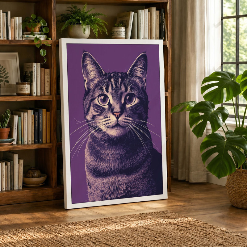 Tabby Gaze Modern - Wrapped Canvas, 30x20 - 76.2 x 50.8 cm, Terracotta Border
