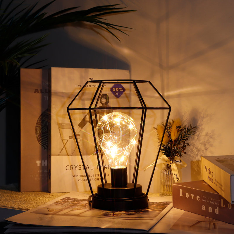 JHY DESIGN 8.5" Battery Powered Novelty Metal Table Lamp