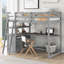 Lit mezzanine simple avec bureau et tablettes, deux tiroirs intégrés