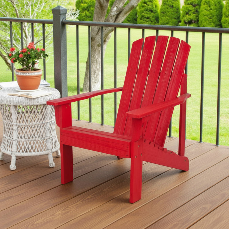 Grandview Solid Wood Adirondack Chair, Chili Red