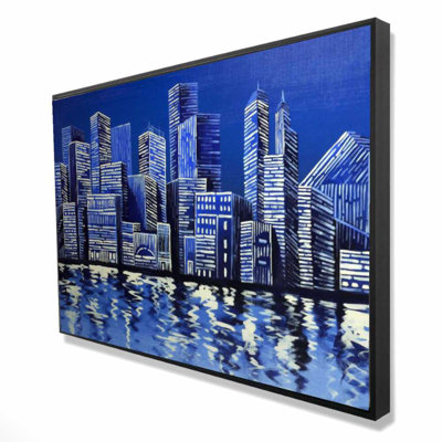 Blue skyline - Contemporary Framed Canvas for Home Decor