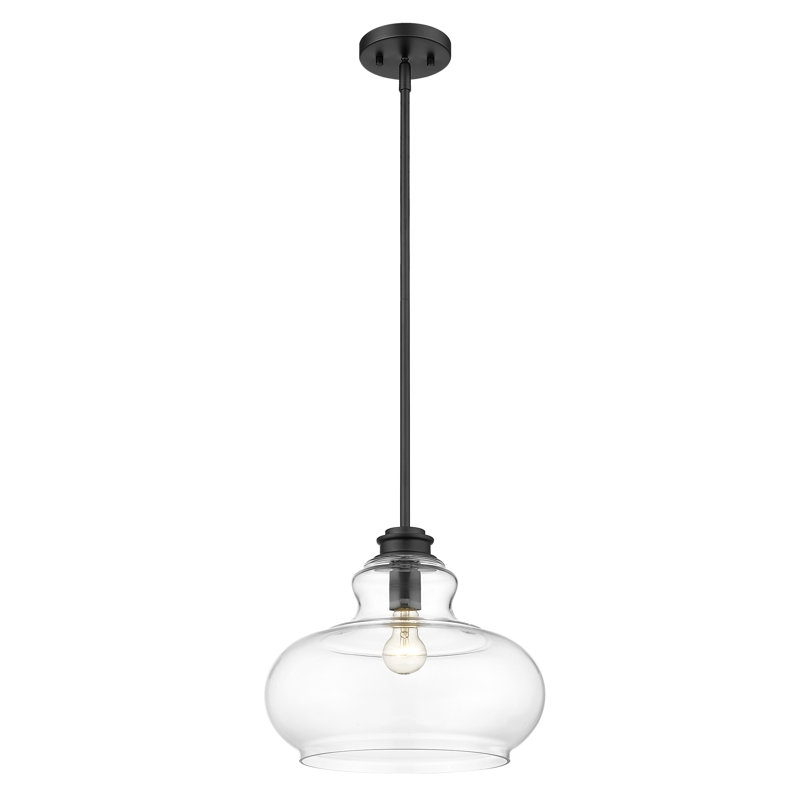 Luminaire suspendu simple à 1 lumière Perrysburg, Noir mat