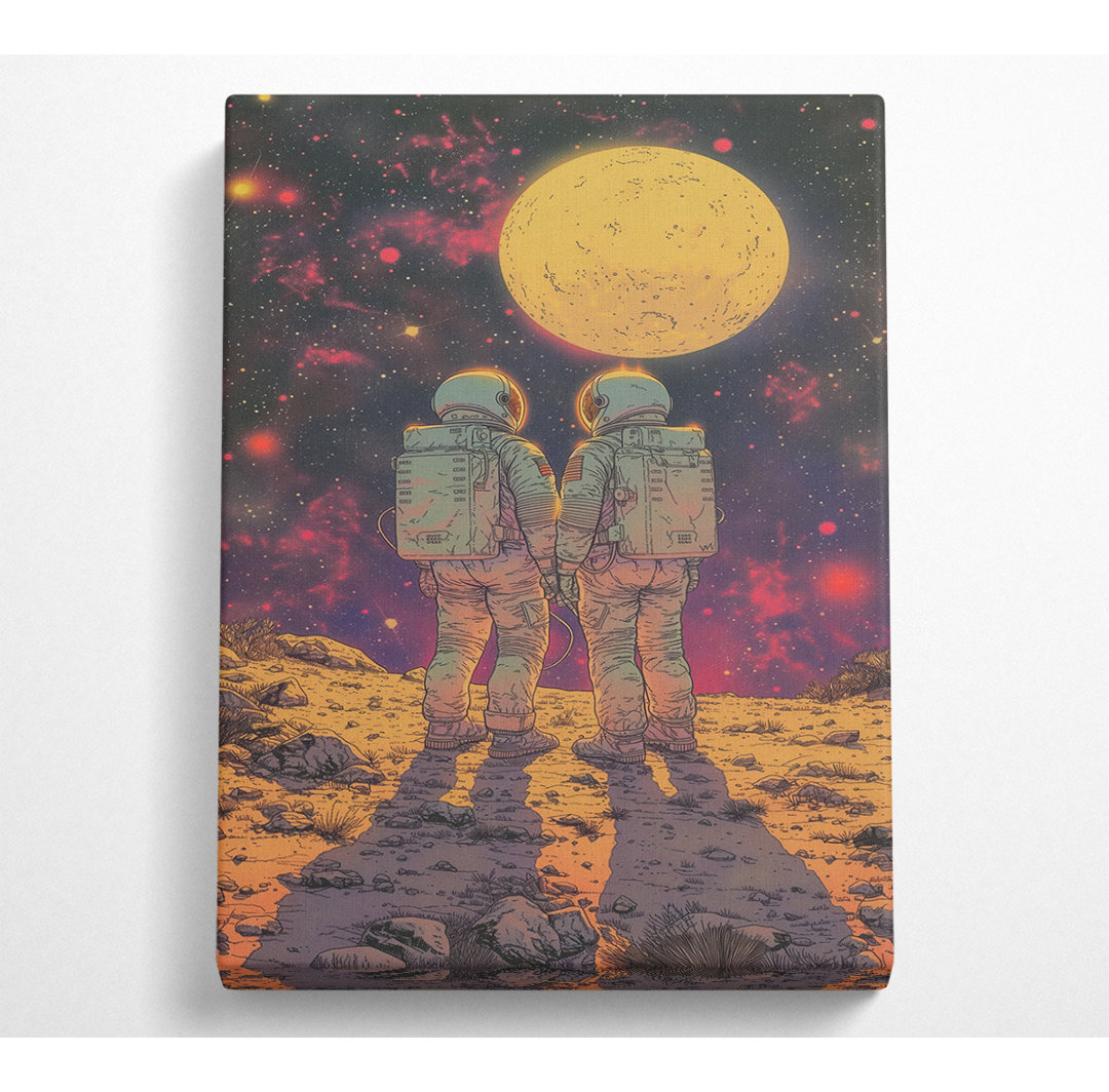 Astronauts Together - Einzelne Bilderrahmen Kunstdrucke auf Leinwand