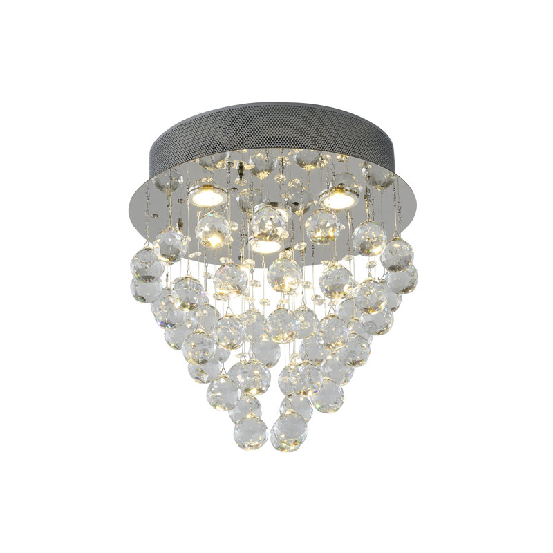 Plafonnier encastré en cristal 4 lumières Transitional, Chrome