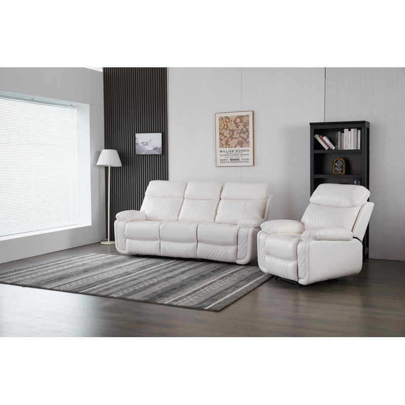 Ensemble de salon inclinable 2 pièces Billington, Blanc
