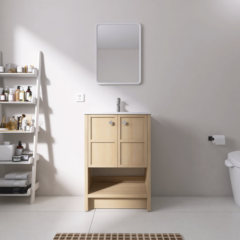 Ensemble de meuble-lavabo simple autoportant 24 po avec lavabo en céramique Kilnwick, 24"