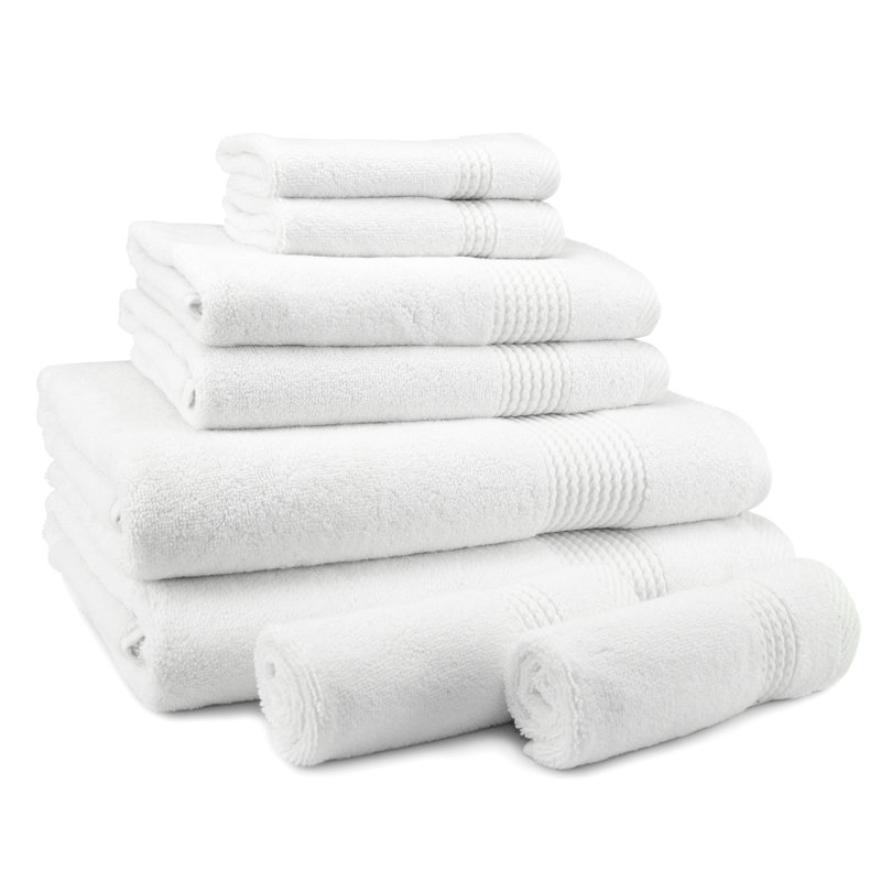 Adlena 8 Piece Turkish Cotton Towel Set, White