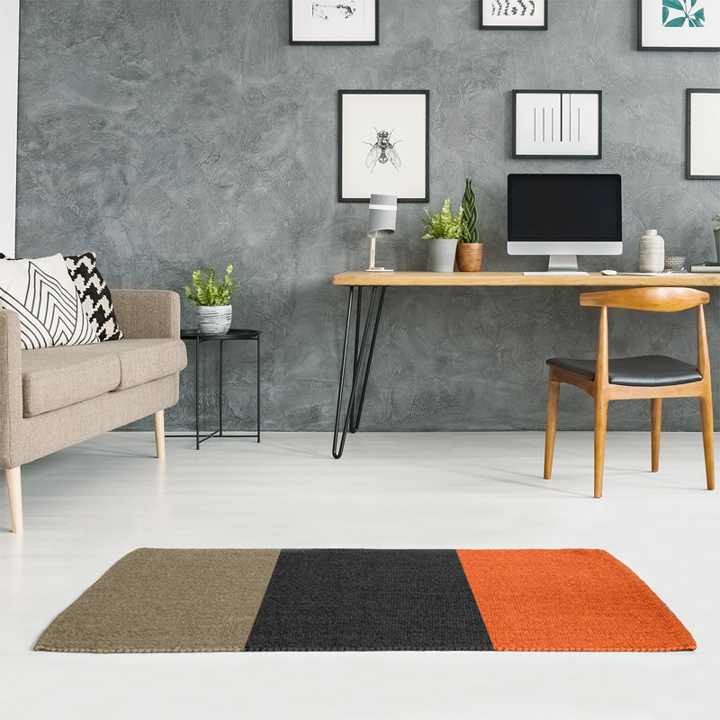 Tapis noir à rayures de hockey national, Rectangle 5 pi x 7 pi, Oui