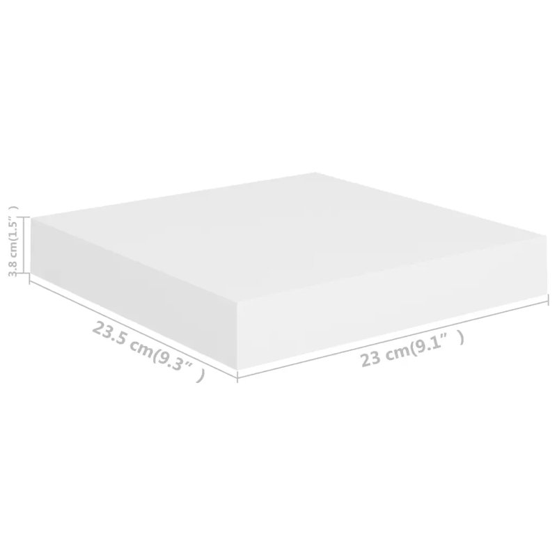 Arson 2 Piece Floating Shelf, White, 3.8cm H x 23.5cm W x 23cm D