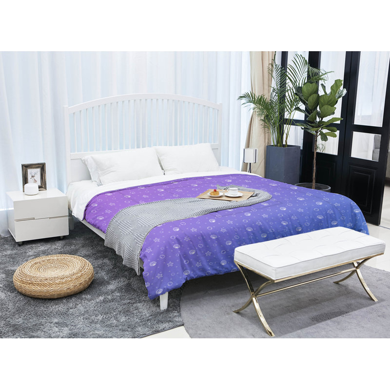Édredon réversible simple Katelyn Elizabeth Seashell, Édredon simple TG, Bleu / Mauve