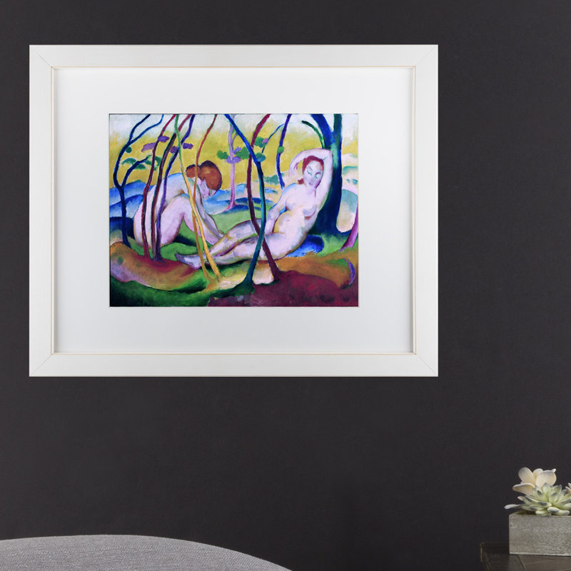 « nudes under trees », reproduction de peinture à l’huile sur toile tendue, H 11 po x l 14 po