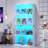 Display Cabinet With Glass Doors, 66" Lighted Display Case With 3 Color Lights, 4-tier Bookcase With Human Body Sensor-1611181010