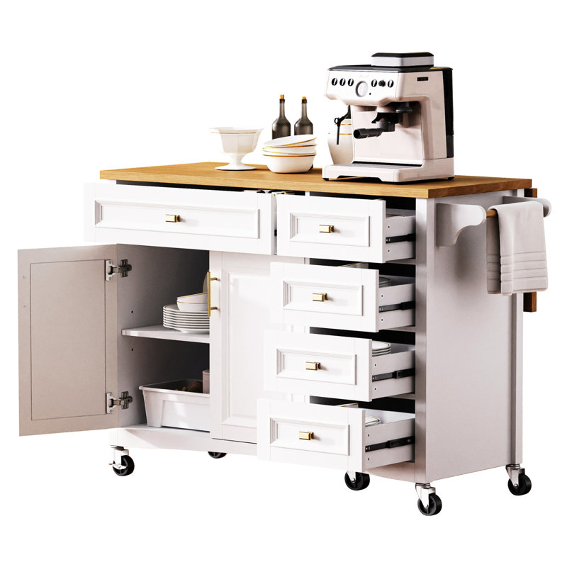 Kitchen Island With Drop Leaf, White