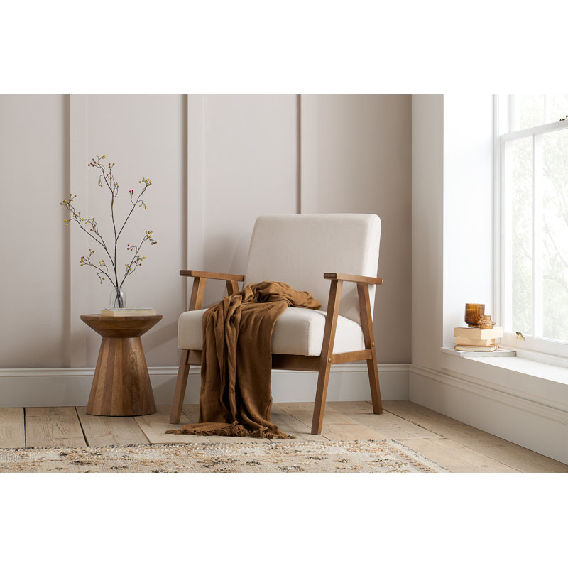 Springview Upholstered Armchair, Cream,  Light Oak