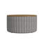 Repose-pieds avec rangement Jena, plateau rond relevable de 30 pouces, rayures grises