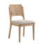 Ensemble de 2 chaises de salle à manger scandinaves contemporaines, avec dossier en bois chaleureux recouvert de tissu beige et panneau élégant pour une finition moderne.