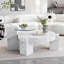 Une table basse moderne, élégante et résistante en MDF à texture marbre, avec une table d'appoint.-832674678