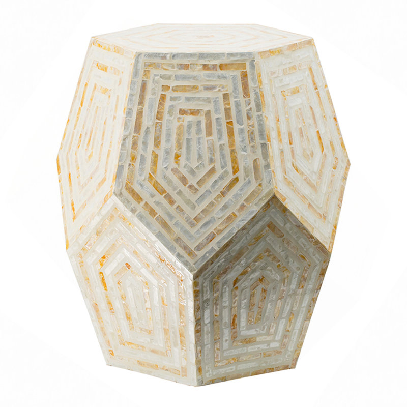 18X18x21" Hexagonal Capes Capiz Stool