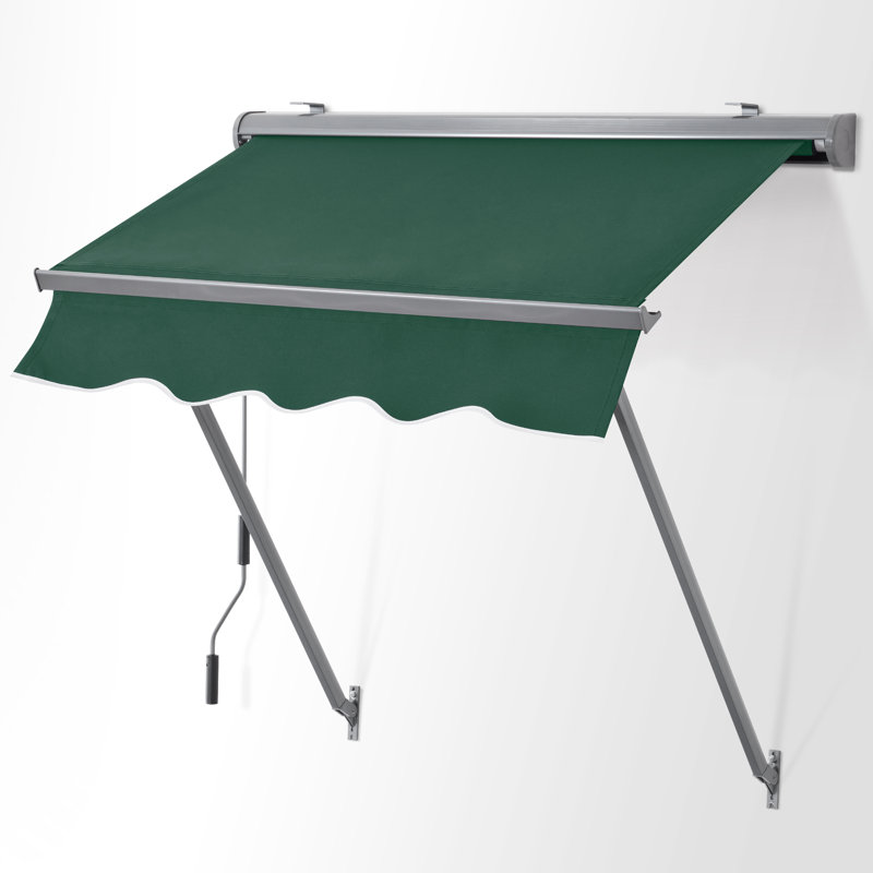 Roselette Patio Window Awnings with Aluminium Frame, Retractable Sunshade Canopy, Green