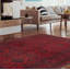 Tapis rouge en laine noué à la main de conception unique 4 pi 11 po x 6 pi 8 po Monna