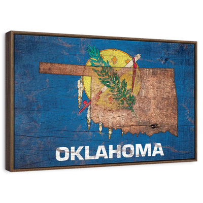 Carte de l'État sur le drapeau de l'Oklahoma