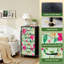 Commode à 4 tiroirs pour la chambre à coucher Fleurs roses, orange, orange, vert clair, petites grandes commodes pour vêtements pour commode avec commode
