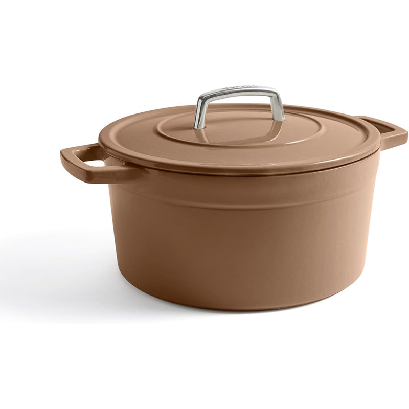 7 QT Enameled Cast Iron Dutch Oven with Lid in Ganache
