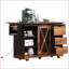 Îlot de cuisine 55,5 po avec abattant, porte de grange, prise de courant, roulettes et amp; Rangement - noir | Ferme | Moyen (40 à 55 po)-1275389685