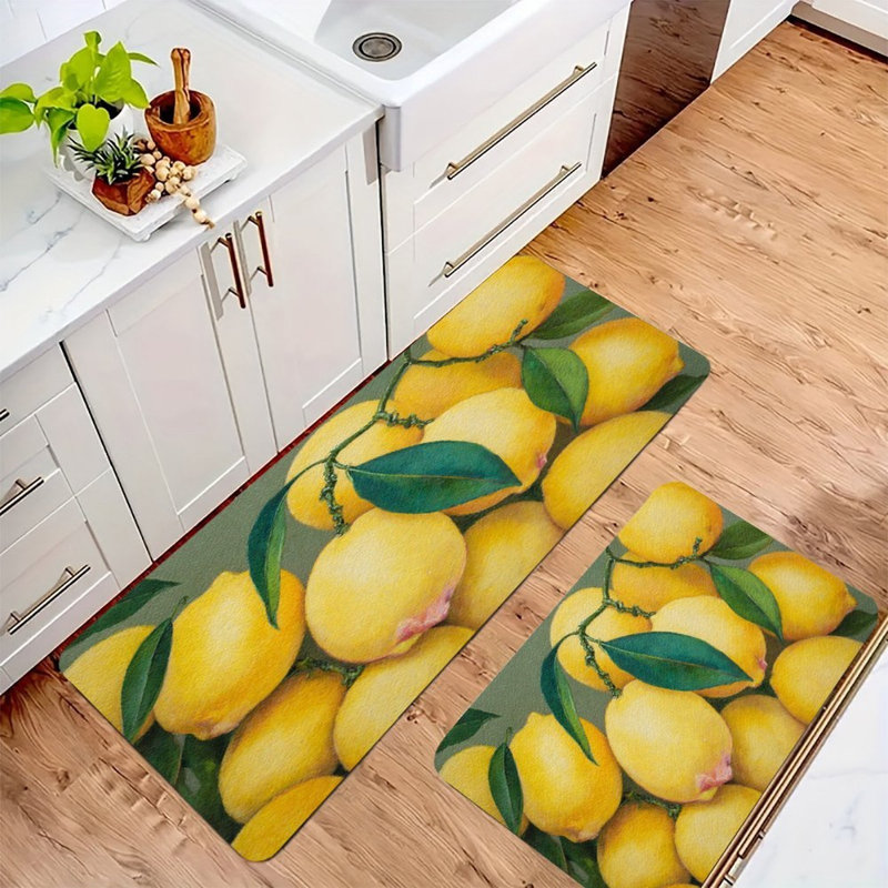Ensemble de 2 tapis de cuisine citron