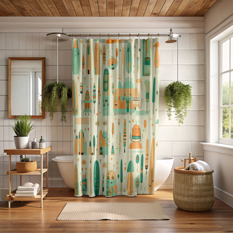 Breezy Town - Rideau de douche Premium, H 74 po x l 71 po