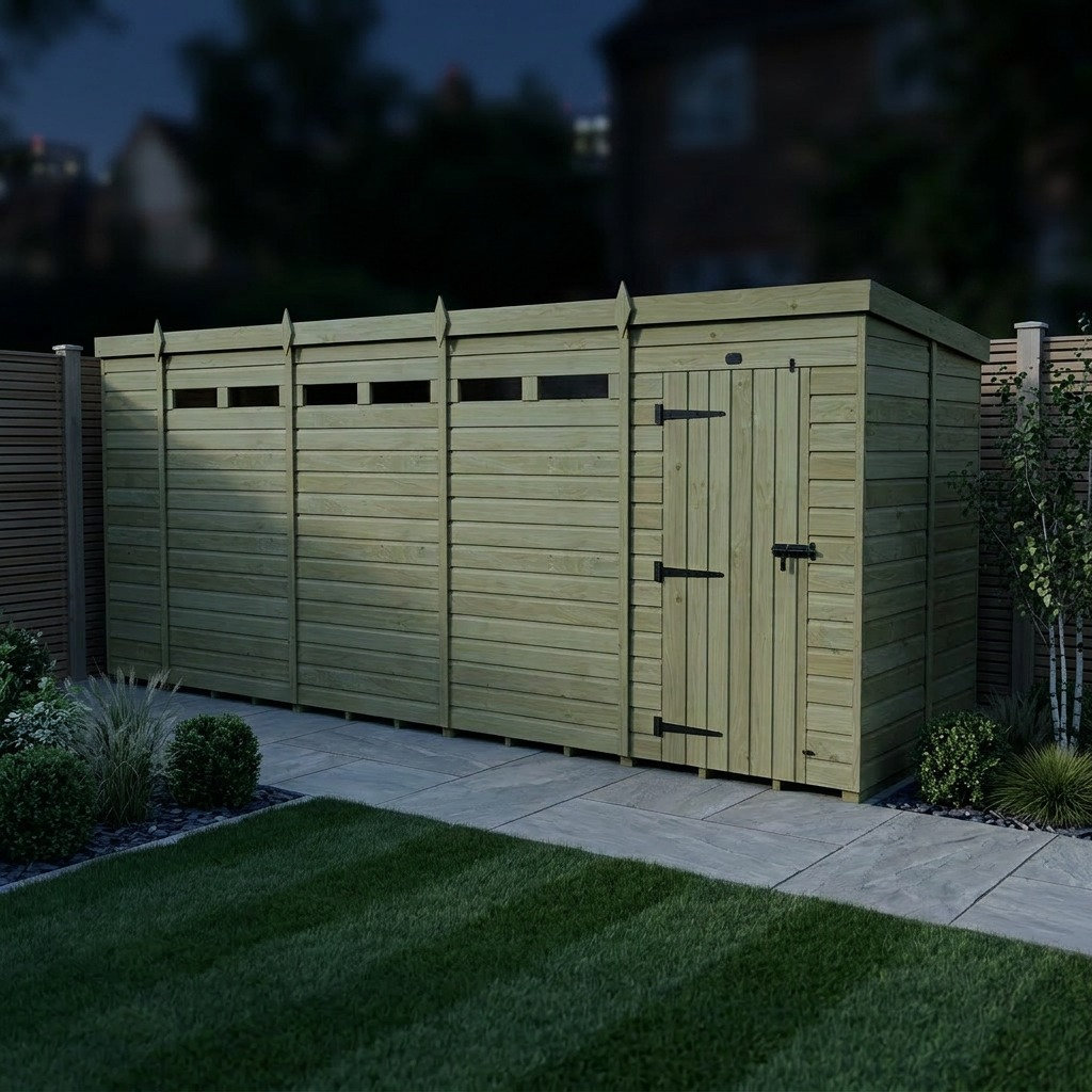 Total Sheds 17ft x 6ft Security Pent Shed - Heavy-Duty Hasp Staple Anti-Tamper - Pressure Treated Timber - UK Manufactured