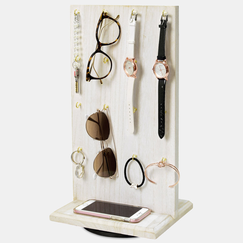 Présentoir à bijoux rotatif en bois