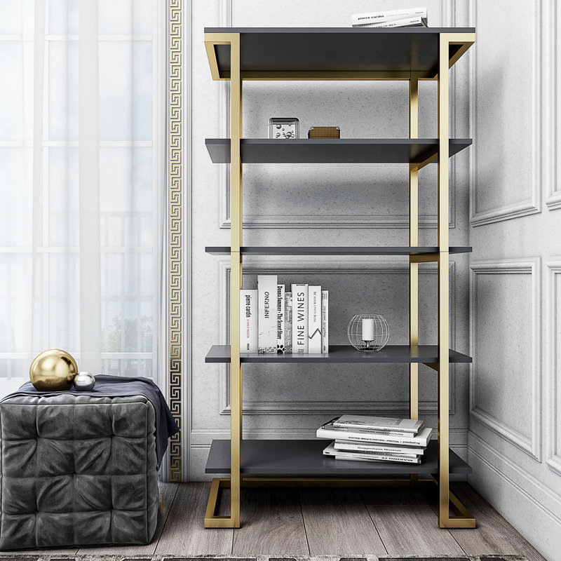 Steel Etagere Bookcase, Graphite Grey
